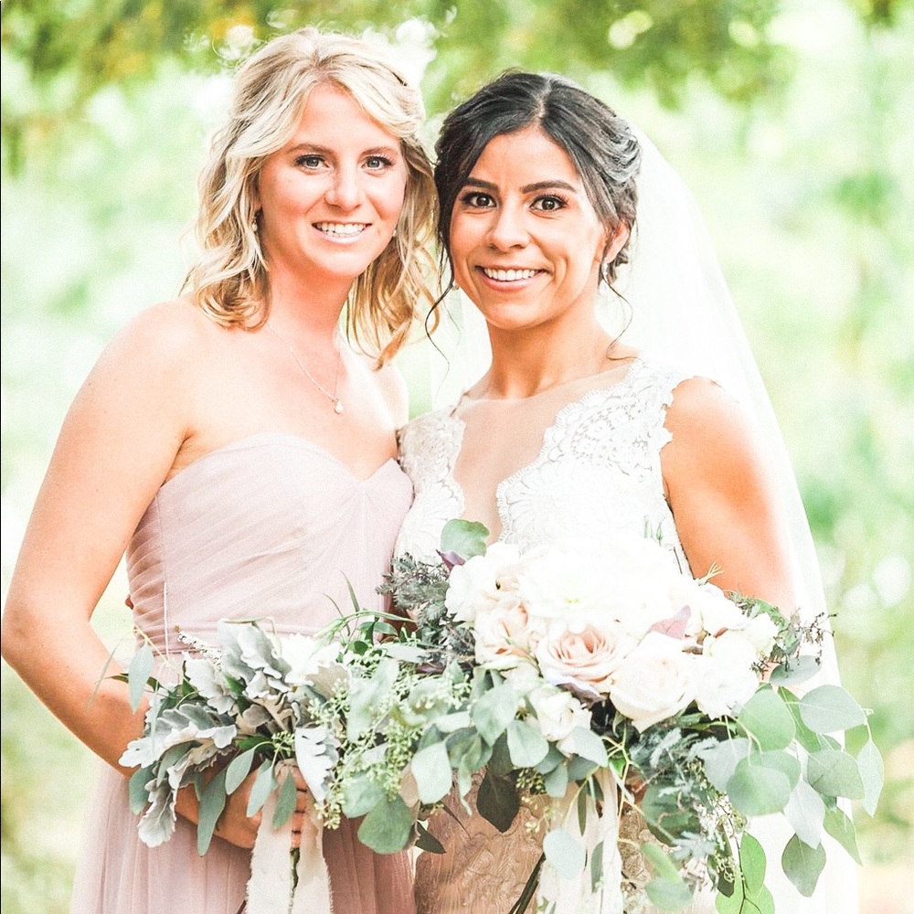 Convertible long blush bridesmaid dress